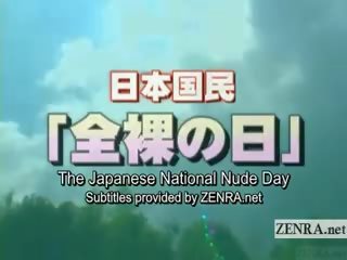 Subtitruota japoniškas nudists engage į nacionalinis nuogas diena