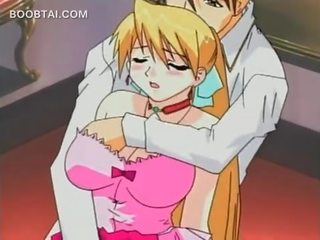 First-rate blonde anime teenager gets pussy finger teased