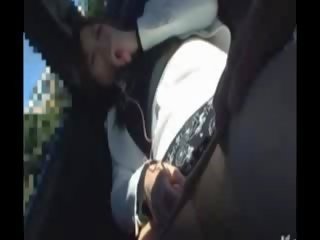 A backseat blowjob from a turned on milf before he gets to fuck her